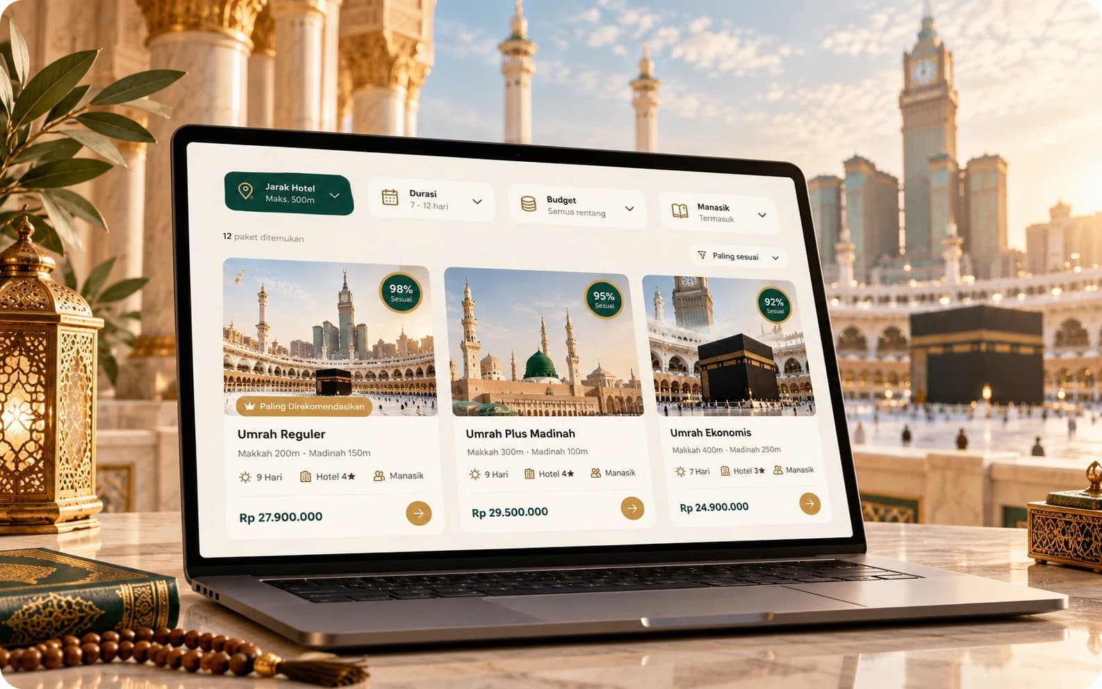 Ilustrasi pencarian paket Umrah berdasarkan kebutuhan