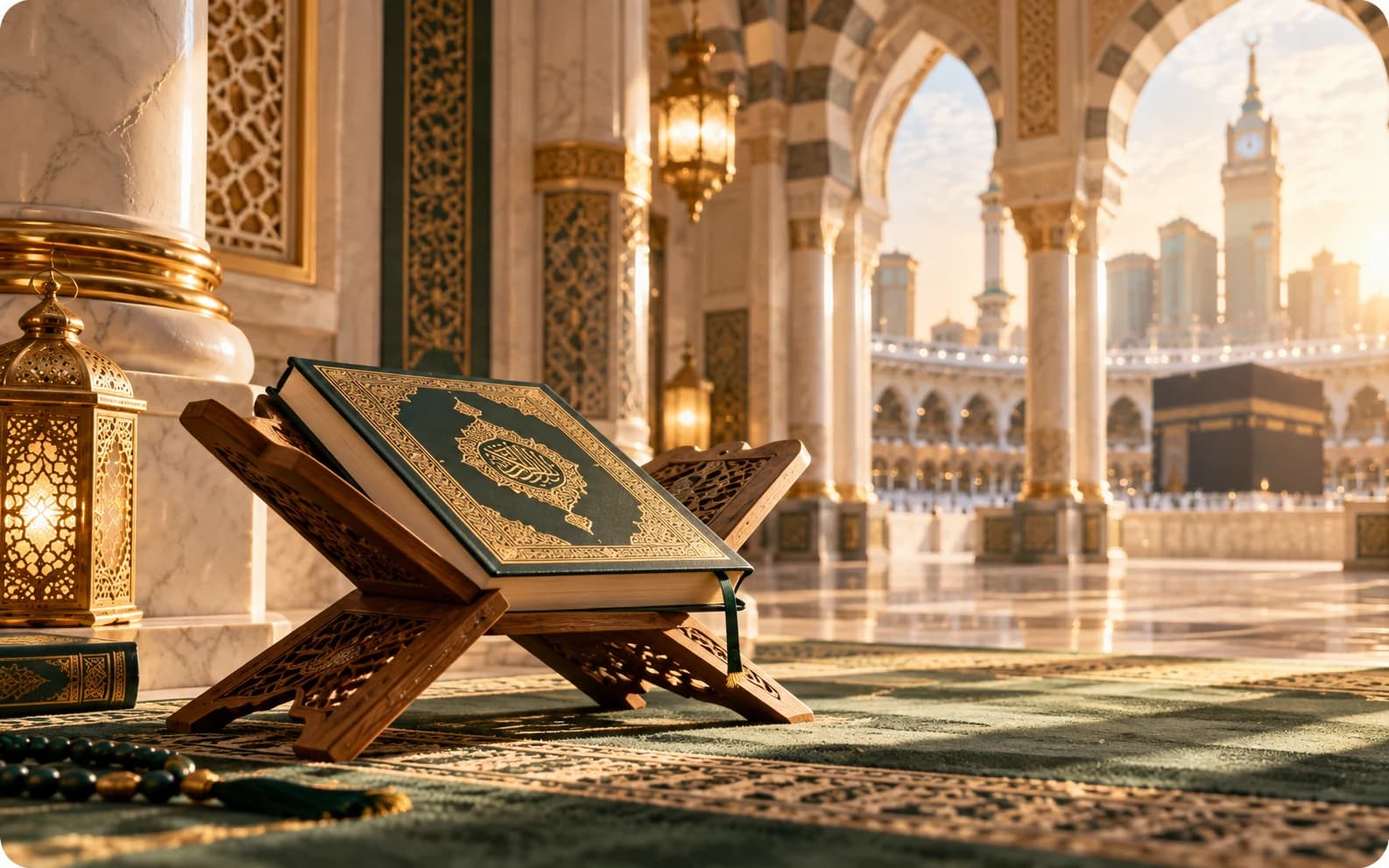 Suasana jamaah mengikuti pengarahan manasik dengan Masjidil Haram di latar